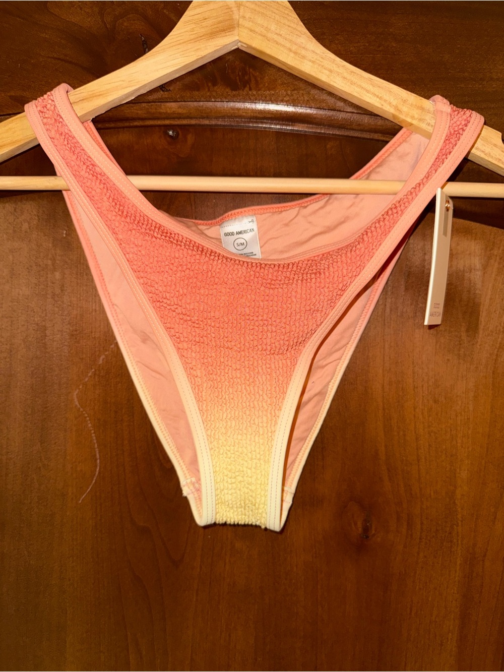 Smocked Ombre Bikini Bottoms in Coral to Cream